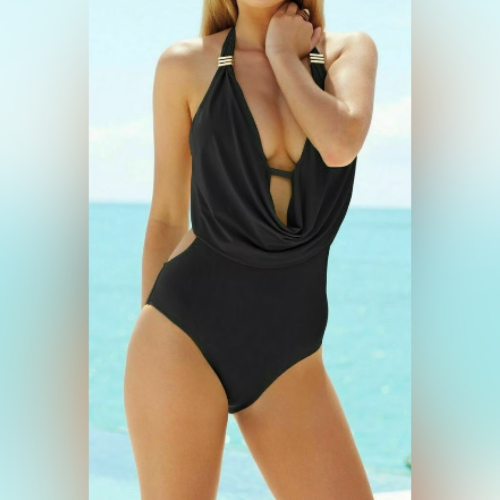 NEW WITH TAGS Bar III Black One Piece Swimsuit